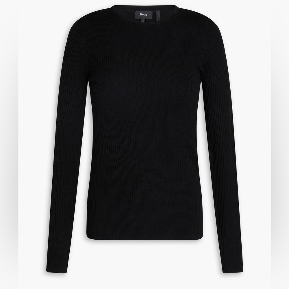 THEORY black Mirzi ribbed wool sweater